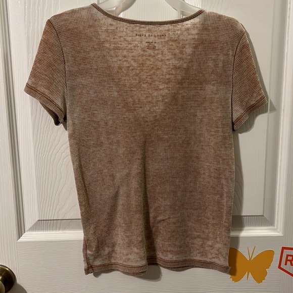 American Eagle Tan Wrap-Front shirt - Picture 2 of 3